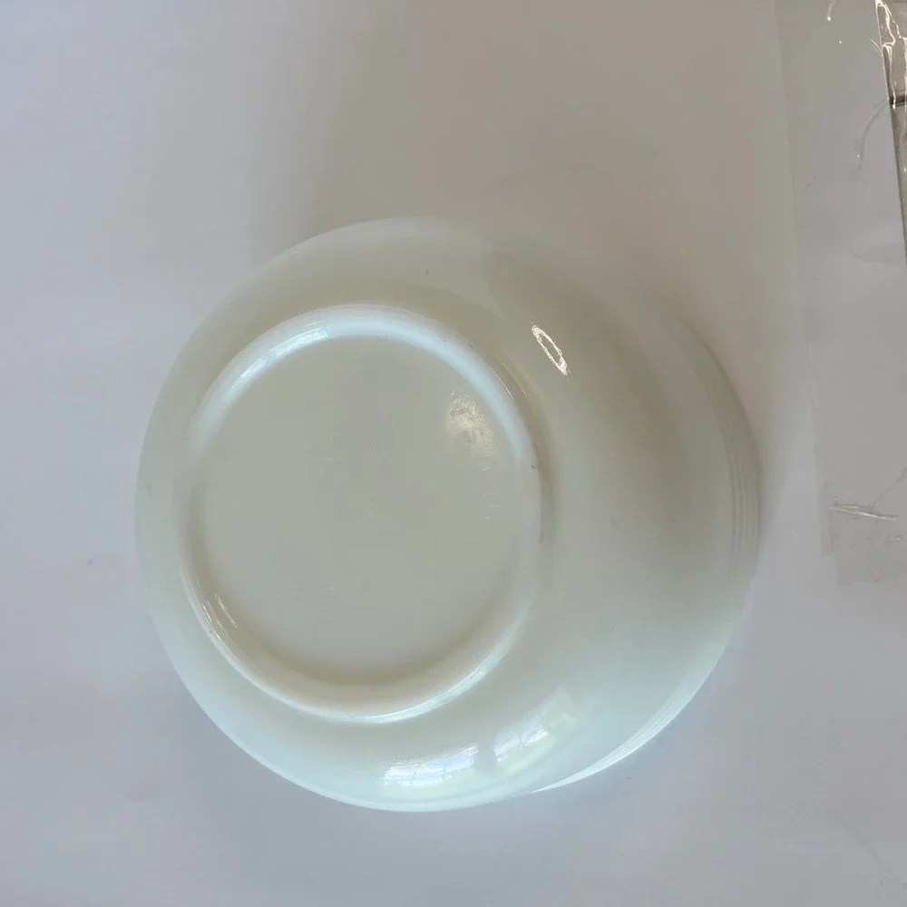 Vintage Pyrex‎ Hamilton Beach Milk Glass Mixing Bowl White Ribbed Banded USA 10